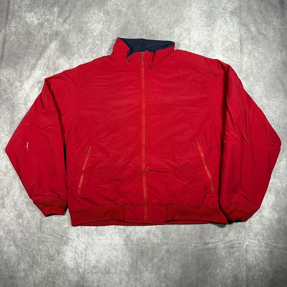 Vintage Eddie Bauer Mens L Red Windbreaker Jacket Full Zip Mesh Lined Gorpcore